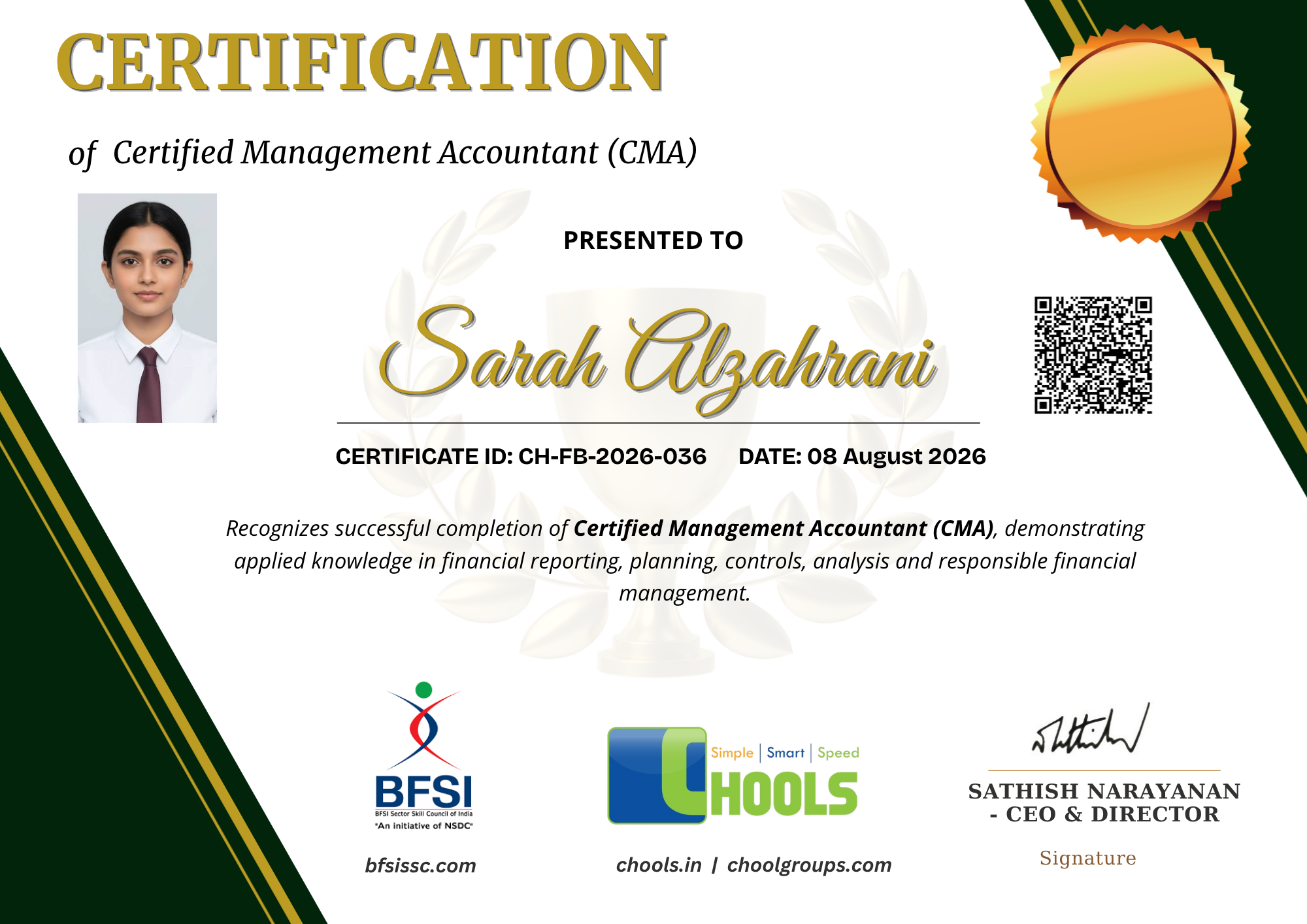 Certified Management Accountant (CMA) Certificate